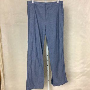 1 X Misha Nonoo Blue Cotton Split Leg Flat Front Pants L